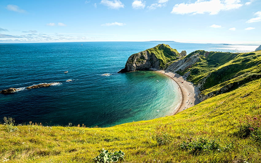 Great Britain, , coast, ocean, rocks, summer, beautiful nature, United Kingdom, R HD wallpaper
