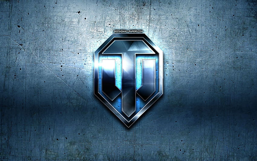 World of Tanks metal logo, WoT, blue metal background, artwork, World of Tanks, online games, World of Tanks logo, creative, WoT logo for with resolution . High Quality HD wallpaper