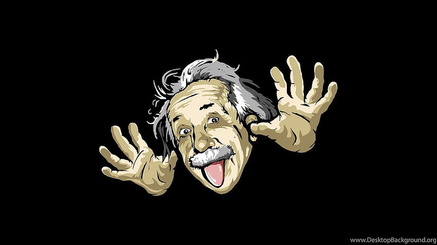 Capa de rosto engraçado desenho animado Albert Einstein Black papel de parede HD
