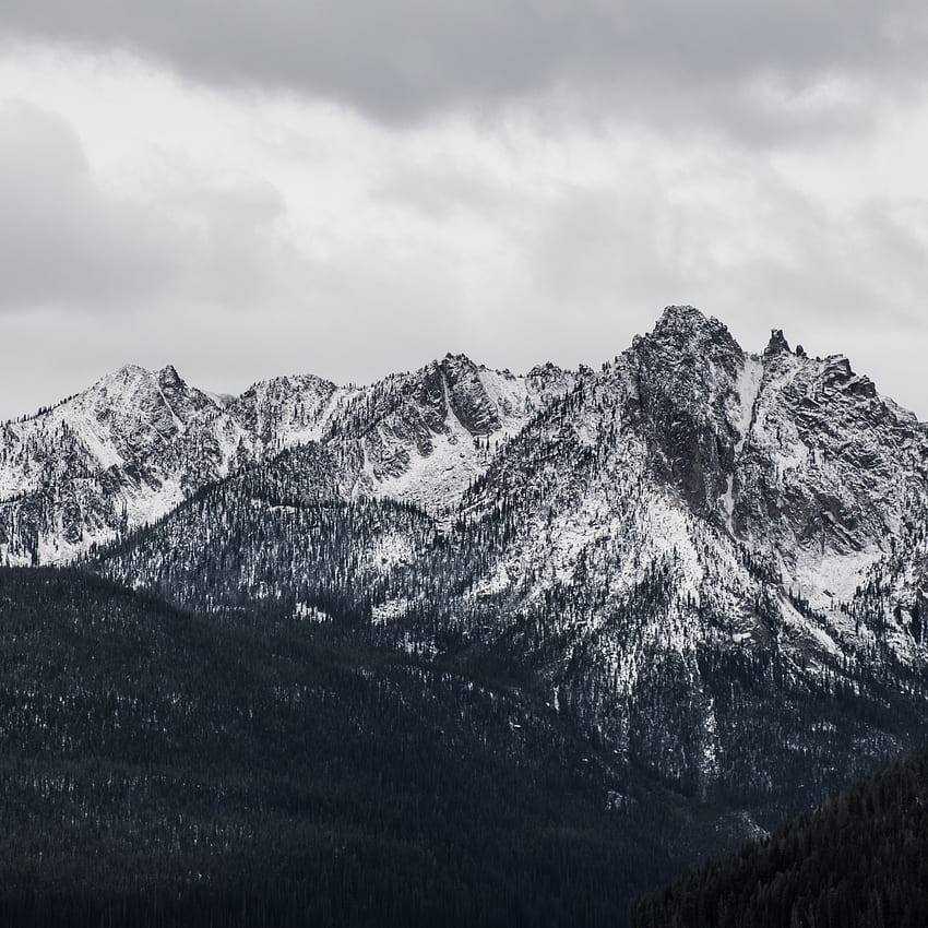 Altitude, snow mountains, nature, black and white , , iPad Pro Retina, Mountain Black and White HD phone wallpaper