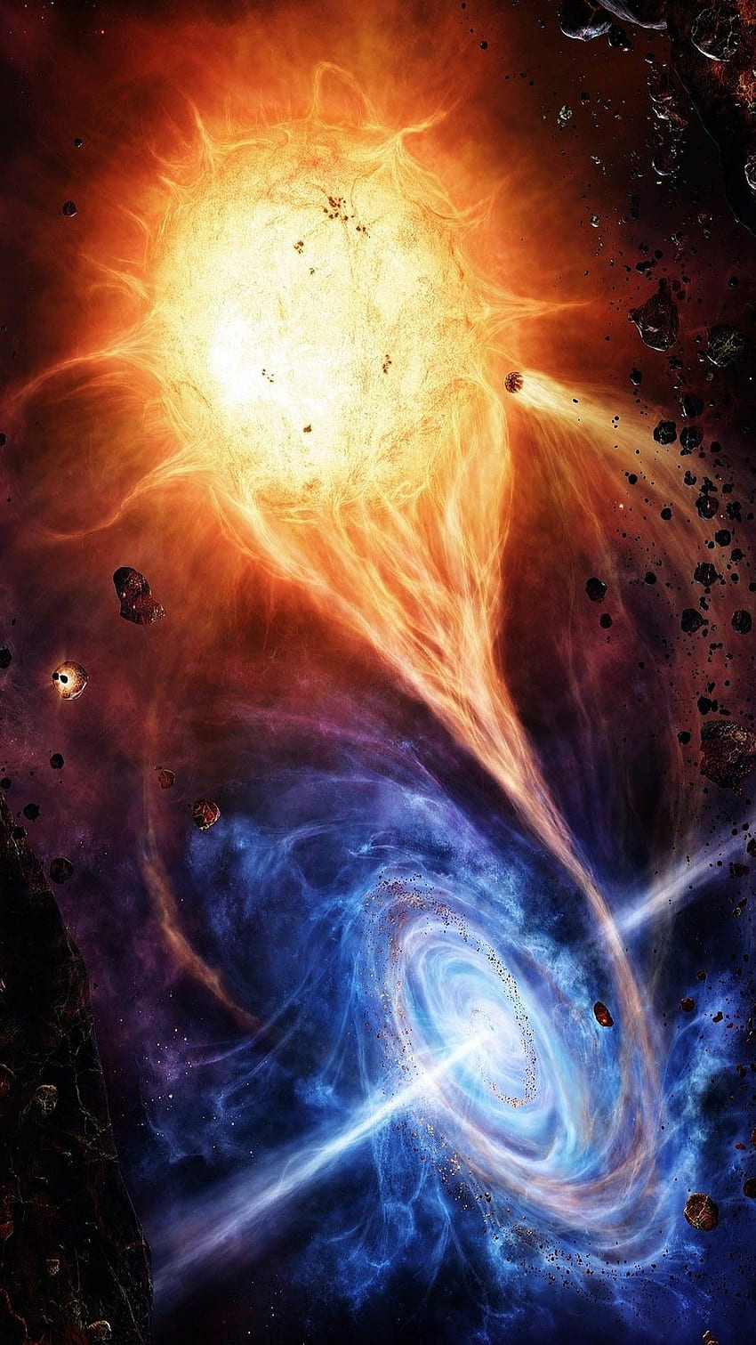 Vortex Red And Blue Space Explosion iPhone 8 , Orange Blue Space fondo de pantalla del teléfono