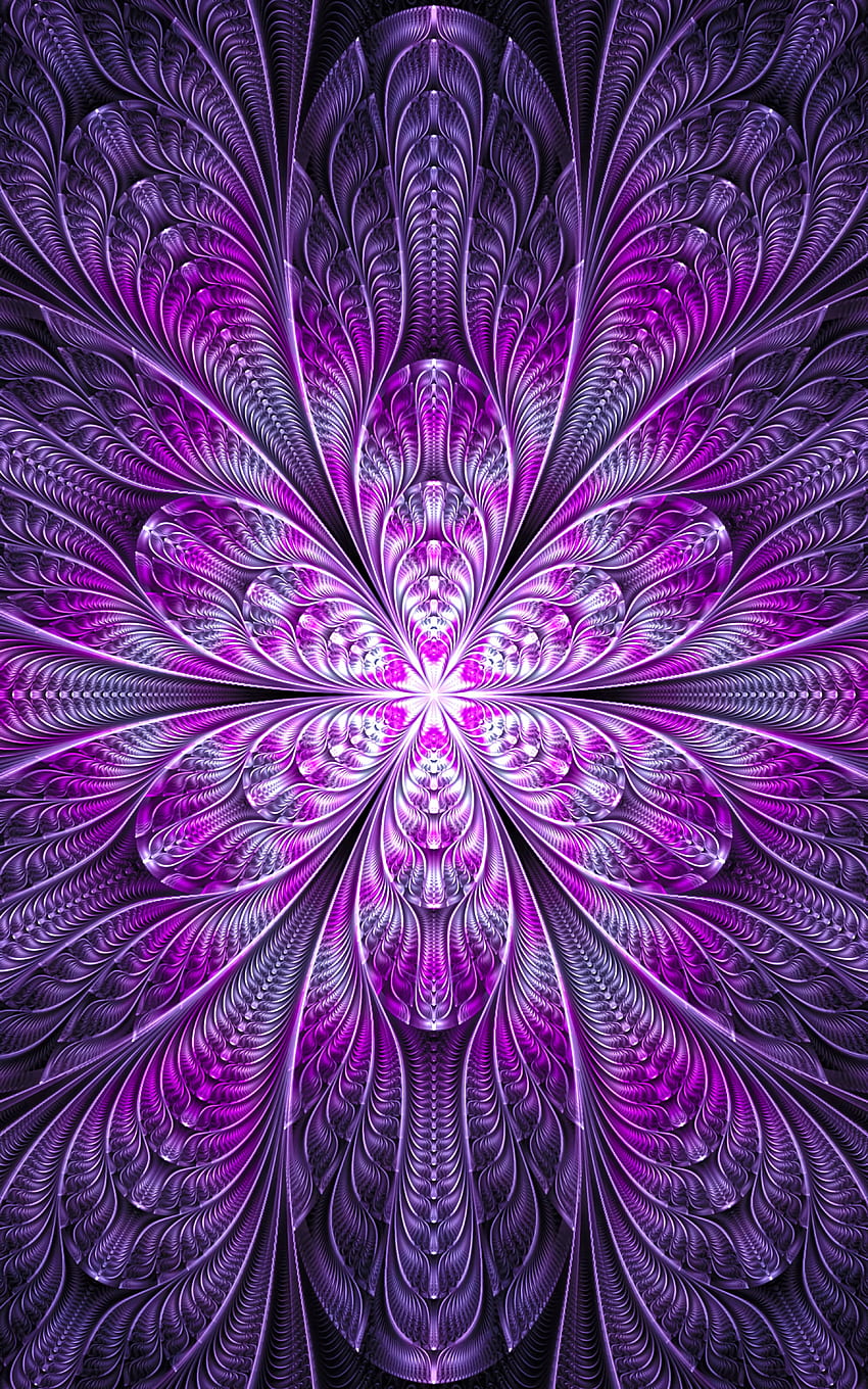 extracto, violeta, flor, brillante, fractal, púrpura, digital fondo de pantalla del teléfono