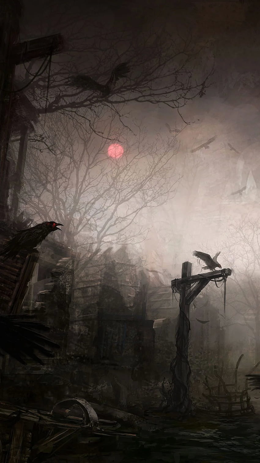Videospiel Diablo III Diablo Town Dark Gothic Raven Mobile. Gotik, dunkle Fantasy-Kunst, dunkle Gotik HD-Handy-Hintergrundbild