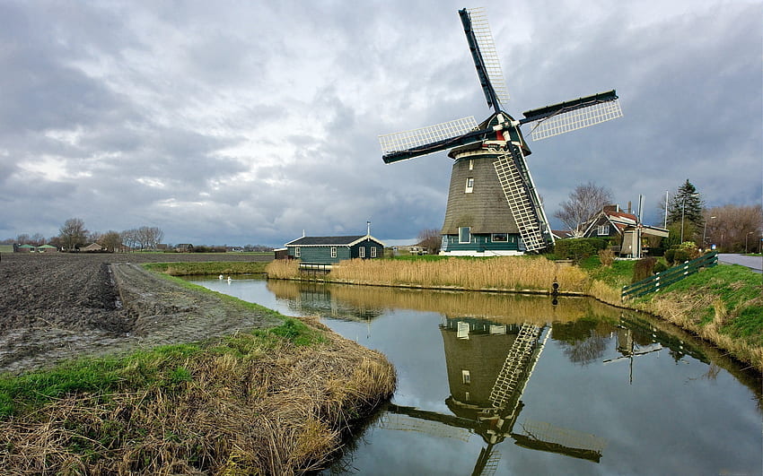 Dutch Windmill HD wallpaper