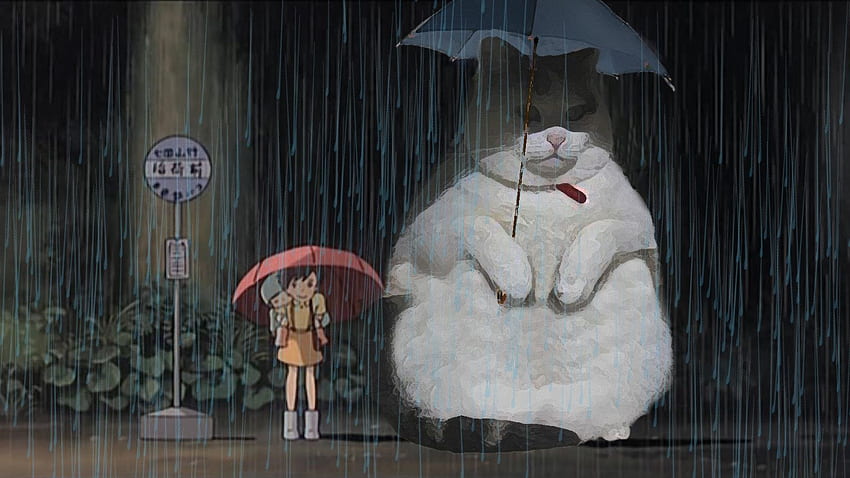スーパーバイザー ファットキャット as Totoro : TotoroBusStop 高画質の壁紙