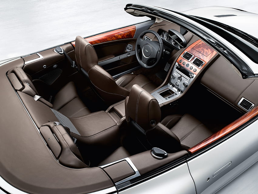 Innenraum, Aston Martin, Autos, Ansicht von oben, braun, 2008, Lenkrad, Ruder, Salon, Tachometer, Db9 HD-Hintergrundbild