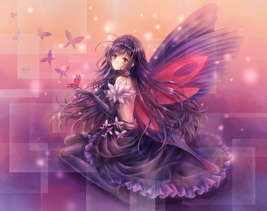 Przyspiesz świat sztuki dziewczyna wróżka anioł motyl., Anime Fairy Tapeta HD