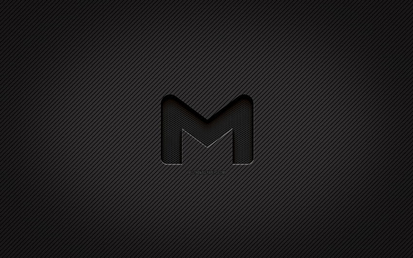 Logo karbon Gmail,, seni grunge, latar belakang karbon, kreatif, logo hitam Gmail, merek, logo Gmail, Gmail Wallpaper HD