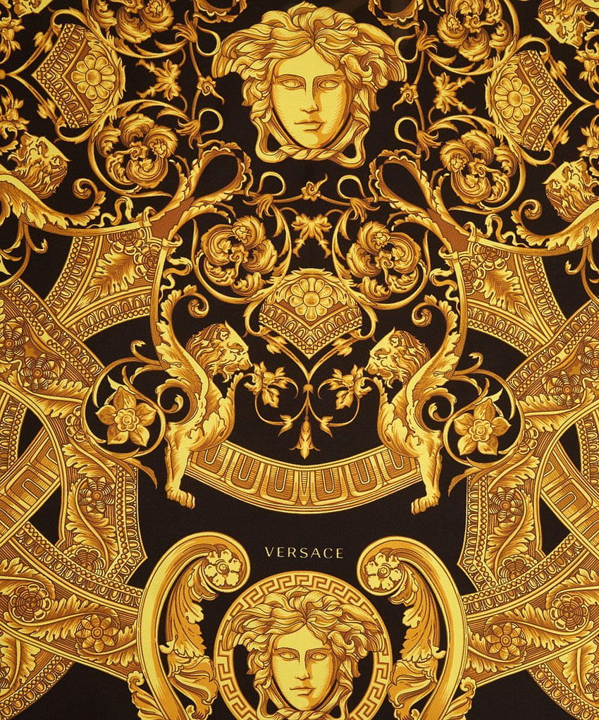 Versace Yellow Black and Gold Silk Scarf. Cool necklaces HD phone wallpaper