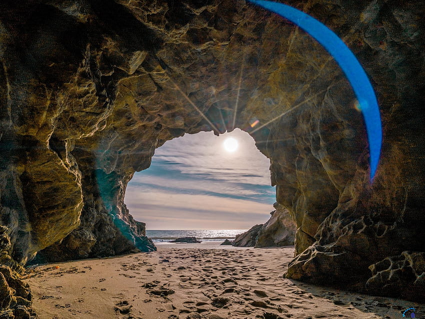 Sonnenstrahlen in einer Höhle, Strahlen, Sand, Stein, Natur, Höhle, Sonne HD-Hintergrundbild