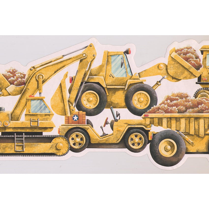 Frontière jaune de camion d'excavatrice de bulldozer pour la chambre d'enfants Fond d'écran de téléphone HD
