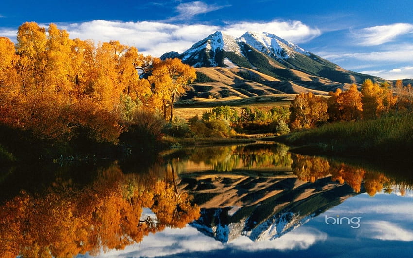 * Belles montagnes et reflet dans le lac *, niebo, natura, gory, jeziora Fond d'écran HD