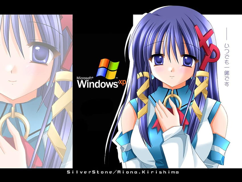 OS-tan Windows XP Operating Systems, Anime, black Hair, computer, windows  png