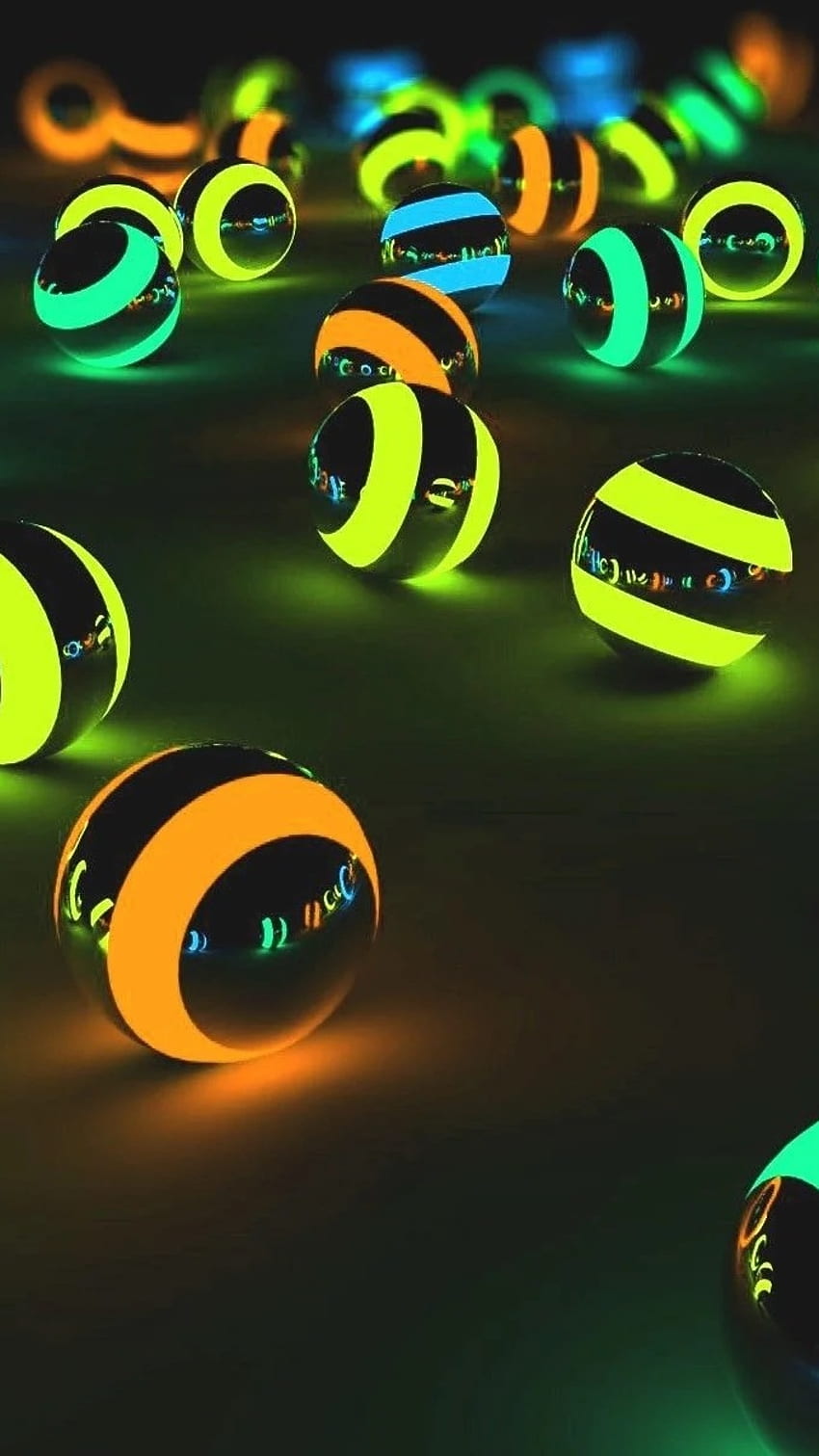 Moving, Neon Light Balls, luce al neon, palle Sfondo del telefono HD