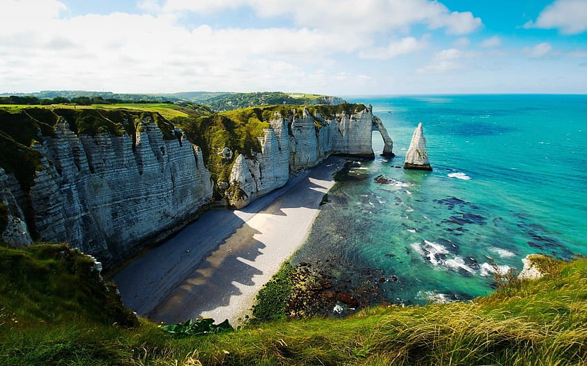 Formasi batuan putih, Selandia Baru, pantai, pemandangan, batu Wallpaper HD
