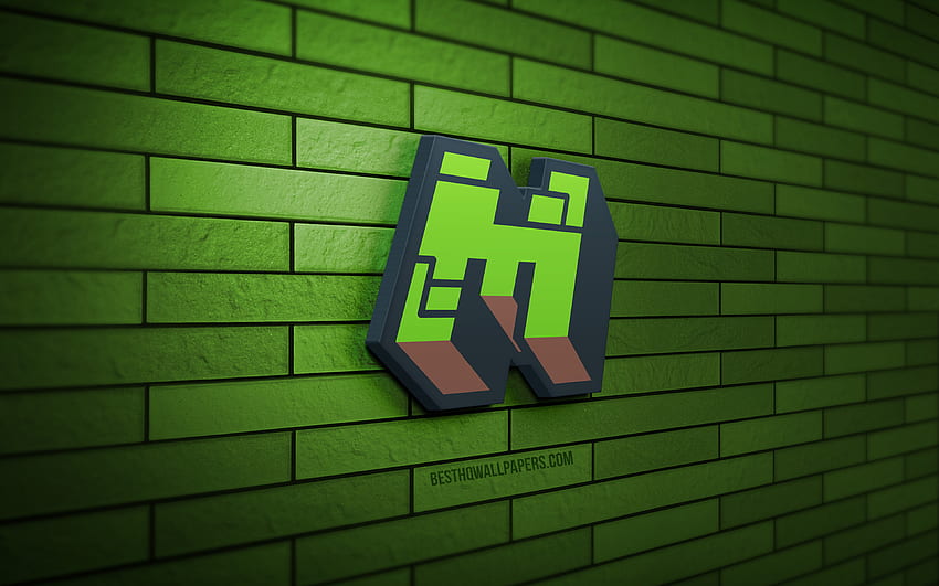 Minecraft 3D logo, , green brickwall, creative, games brands, Minecraft logo, 3D art, Minecraft HD wallpaper