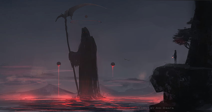 Art, Dark, Silhouette, Mantle, Grim Reaper HD wallpaper