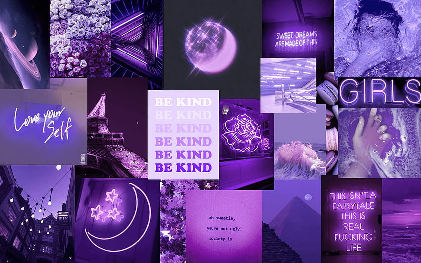 紫色の審美的なラップトップの背景。 かわいいラップトップ、かわいい、紫の iphone、BTS 美的コラージュ 高画質の壁紙