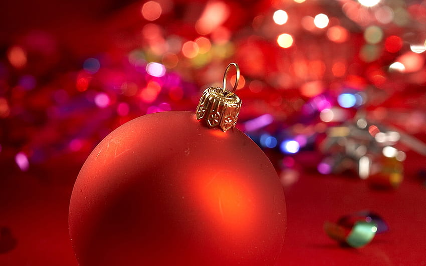bola natal berwarna merah, penuh warna, menyenangkan, religius, liburan, hadiah, cerah, natal, merah, musiman, bahagia Wallpaper HD