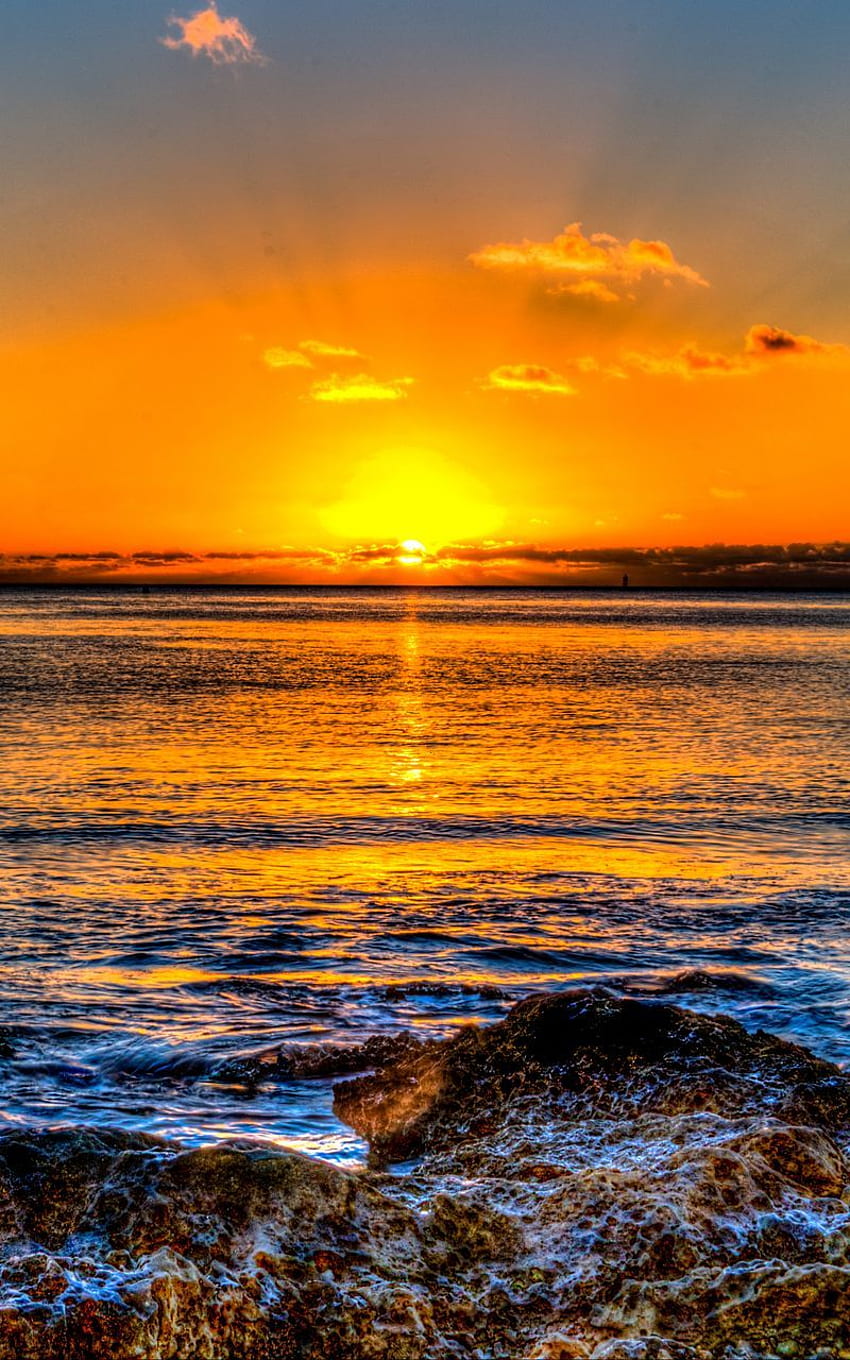Sunset, Horizon, Sea, Surf, Hawaii, Ocean Samsung Galaxy Note Gt N7000, Meizu Mx2 Background, 800 X 1280 Hawaii HD phone wallpaper