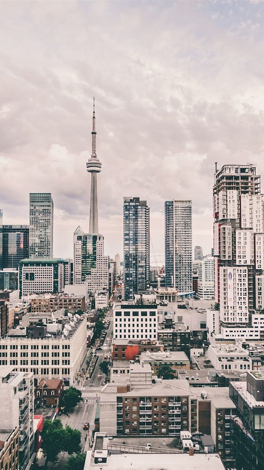 CN Tower, Stadt, Straße, Wolkenkratzer, Toronto, Ontario, Kanada IPhone 8 7 6 6S , Hintergrund HD-Handy-Hintergrundbild