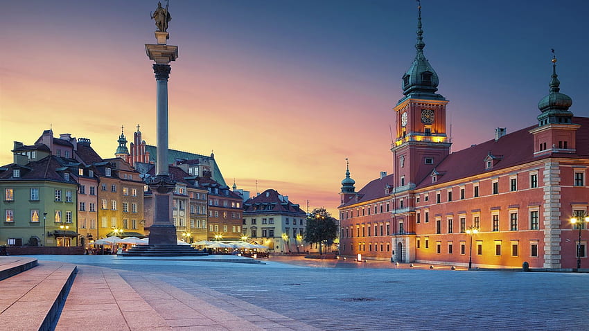Istana Kerajaan, Polandia, Warsawa, malam Wallpaper HD