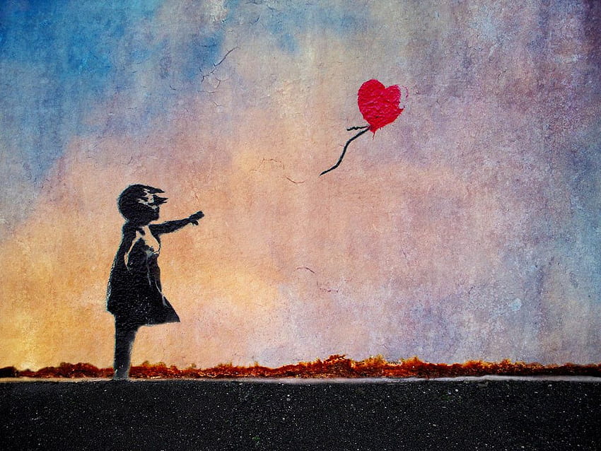 Banksy Girl, ballon rouge Fond d'écran HD