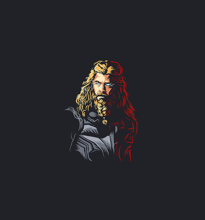 Thor in beard, blonde, art HD phone wallpaper