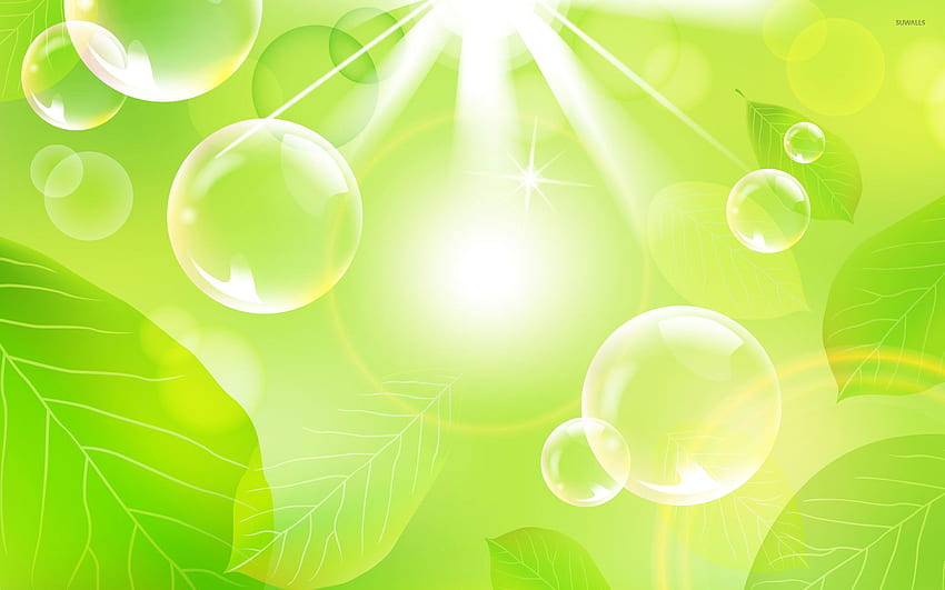 Bubbles and green leaves [2] - Abstract HD wallpaper