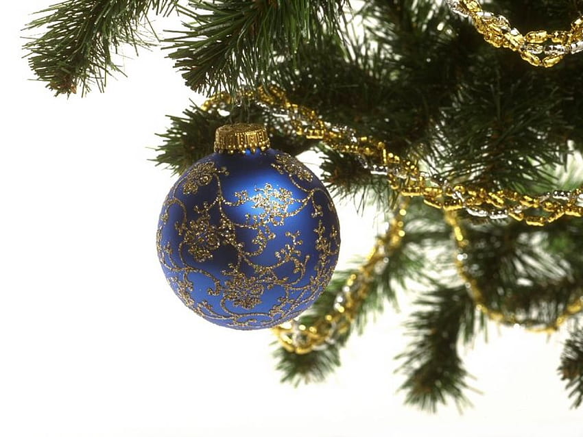 Ornamento natalizio, blu, ornamento, pino, natale Sfondo HD