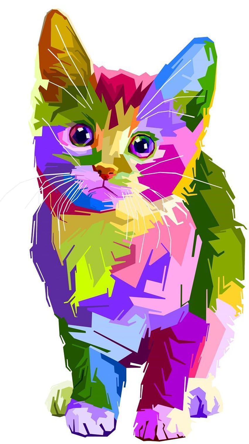 Естетично животно – & фон през 2020 г. Поп арт котка, Коте изкуство, Поп арт животни HD тапет за телефон