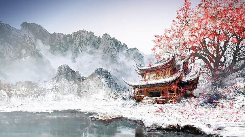 Paesaggio cinese, dipinti ad acquerello cinese Sfondo HD