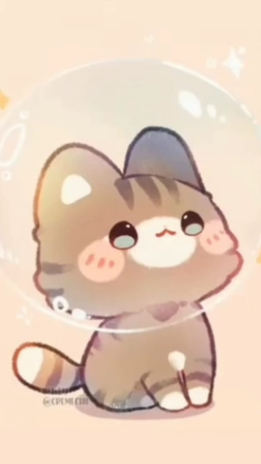 Cute cat whit a bubble, meh, art, uwu, lol, NOTMINE, kitty HD phone wallpaper