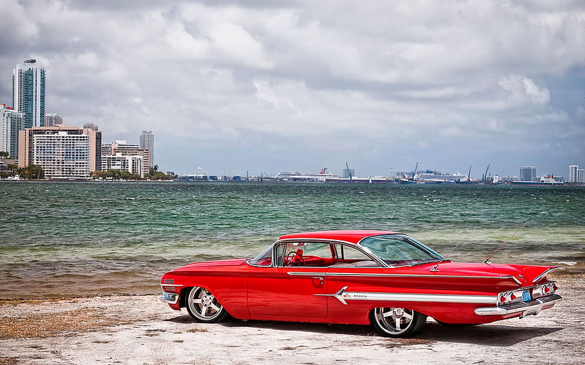 1960 Chevrolet Impala Bubble Top, customised, american, car, red, fast, oldie, vintage HD wallpaper