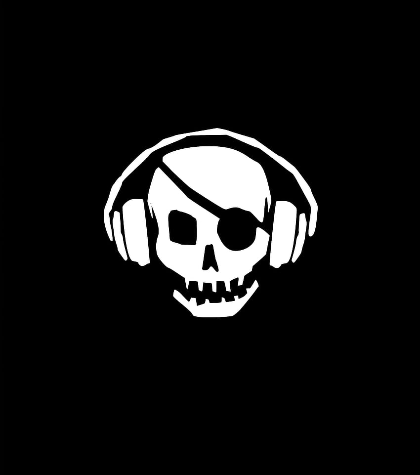 Caveira do pirata, música, mínimo, fones de ouvido Papel de parede de celular HD