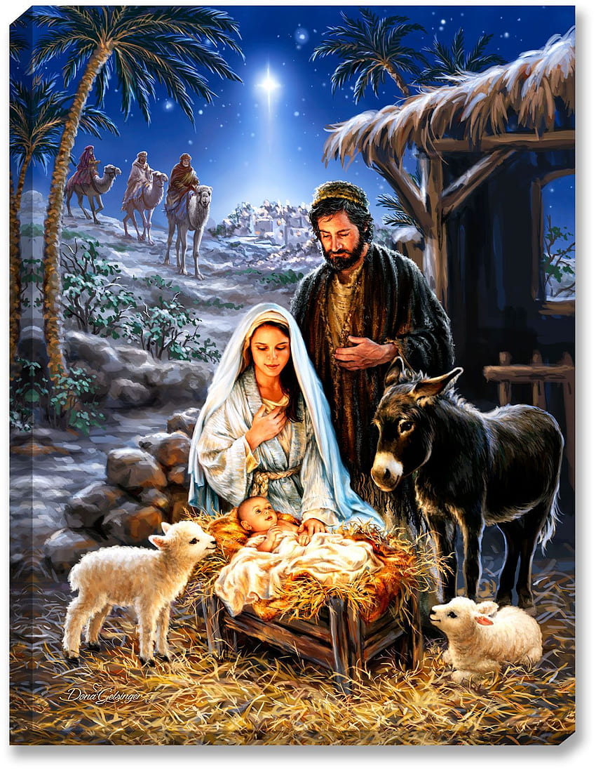 Ha nacido un salvador - Bellas artes iluminadas. Artesanías navideñas. Natividad, Natividad Vintage Navidad Cristiana fondo de pantalla del teléfono