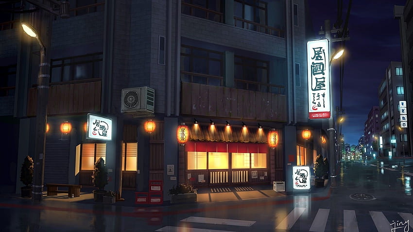 Anime de rue nocturne , Nuit d'anime de rue Fond d'écran HD