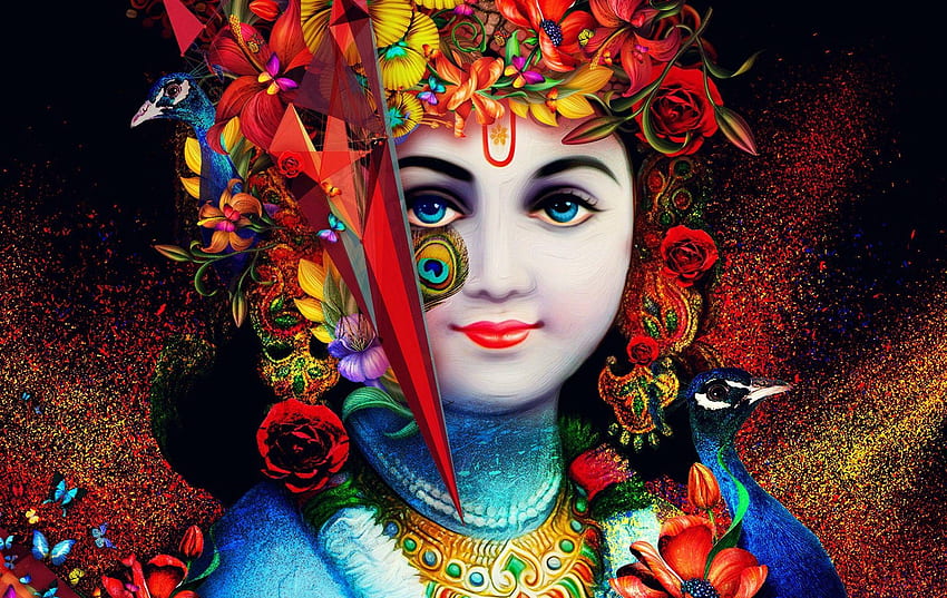 Krishna Bhagwan Photo Painting Art Wallpaper Download, 57% OFF