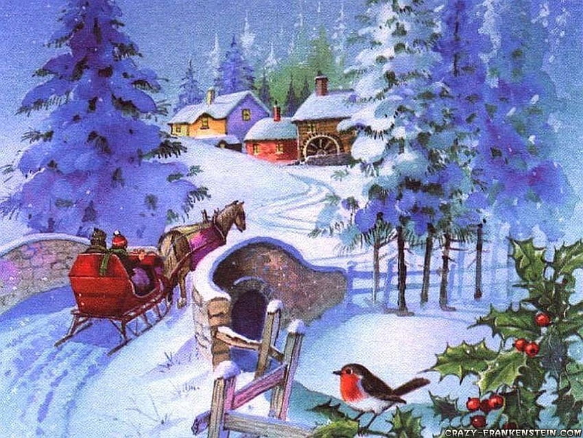 Holiday Greetings, winter, holidays, fir trees, season, snow, nature HD wallpaper