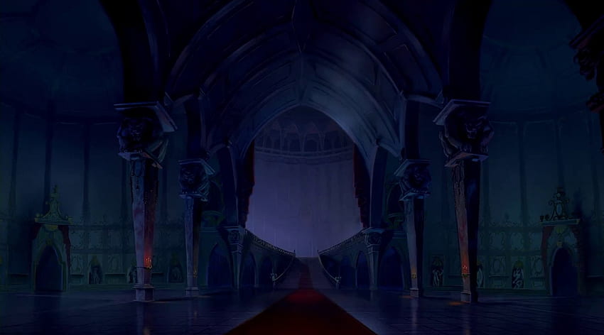 Ładne ujęcie wejścia do zamku, animacja, disney, zamek, bestia, wnętrze, piękno Tapeta HD