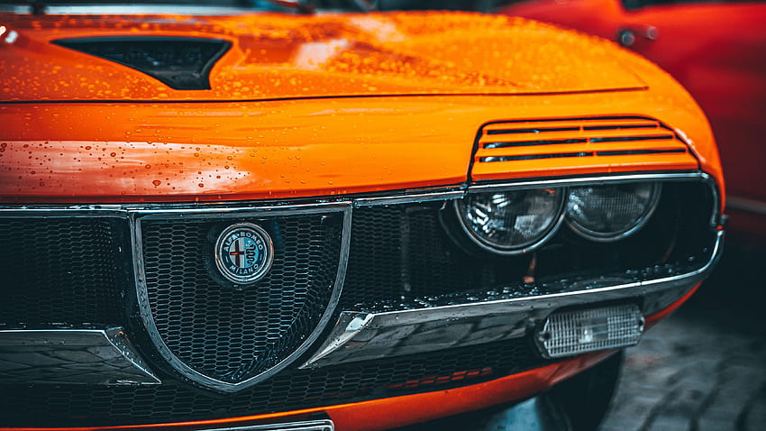 alfa romeo, automóvil, naranja, mojado, vista frontal u 16: 9 de , Alfa Romeo GT fondo de pantalla