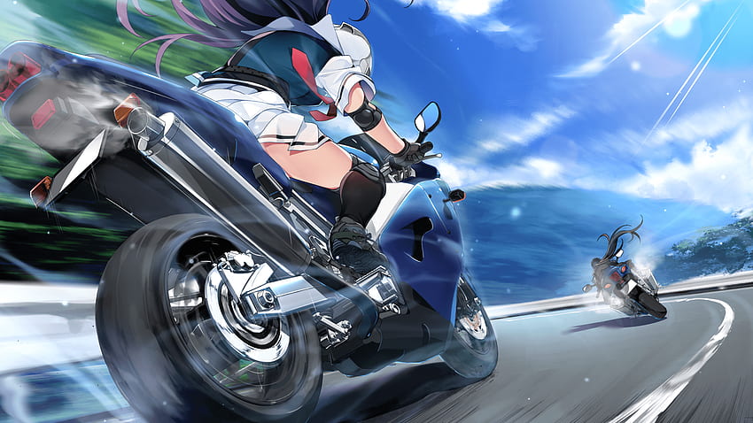 Grisaia: Phantom Trigger Anime Board, Motorbike Cartoon HD wallpaper