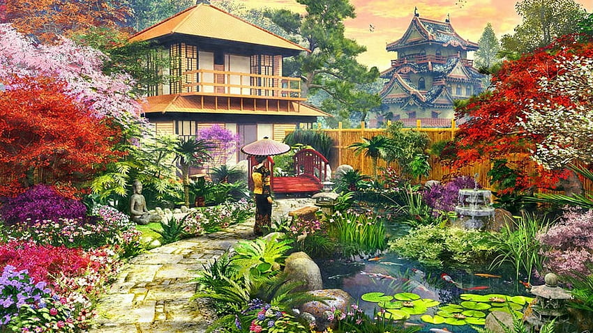 Seni Rumah Tradisional Jepang Wallpaper HD