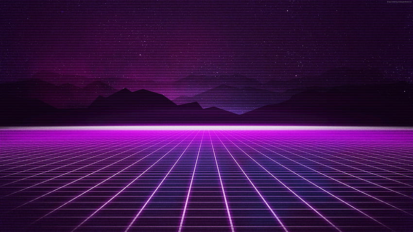 Neon, Synthwave, Retrowave, Grid, Mountains, Purple - Retro Wave - & Background HD wallpaper