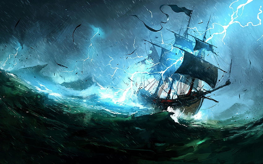 Sailing Ship, Storm, Lightning, Waves, Ocean for MacBook Pro 13 inch - Maide in 2021. Storm , Storm art, Minimal, Sailboat Storm HD wallpaper
