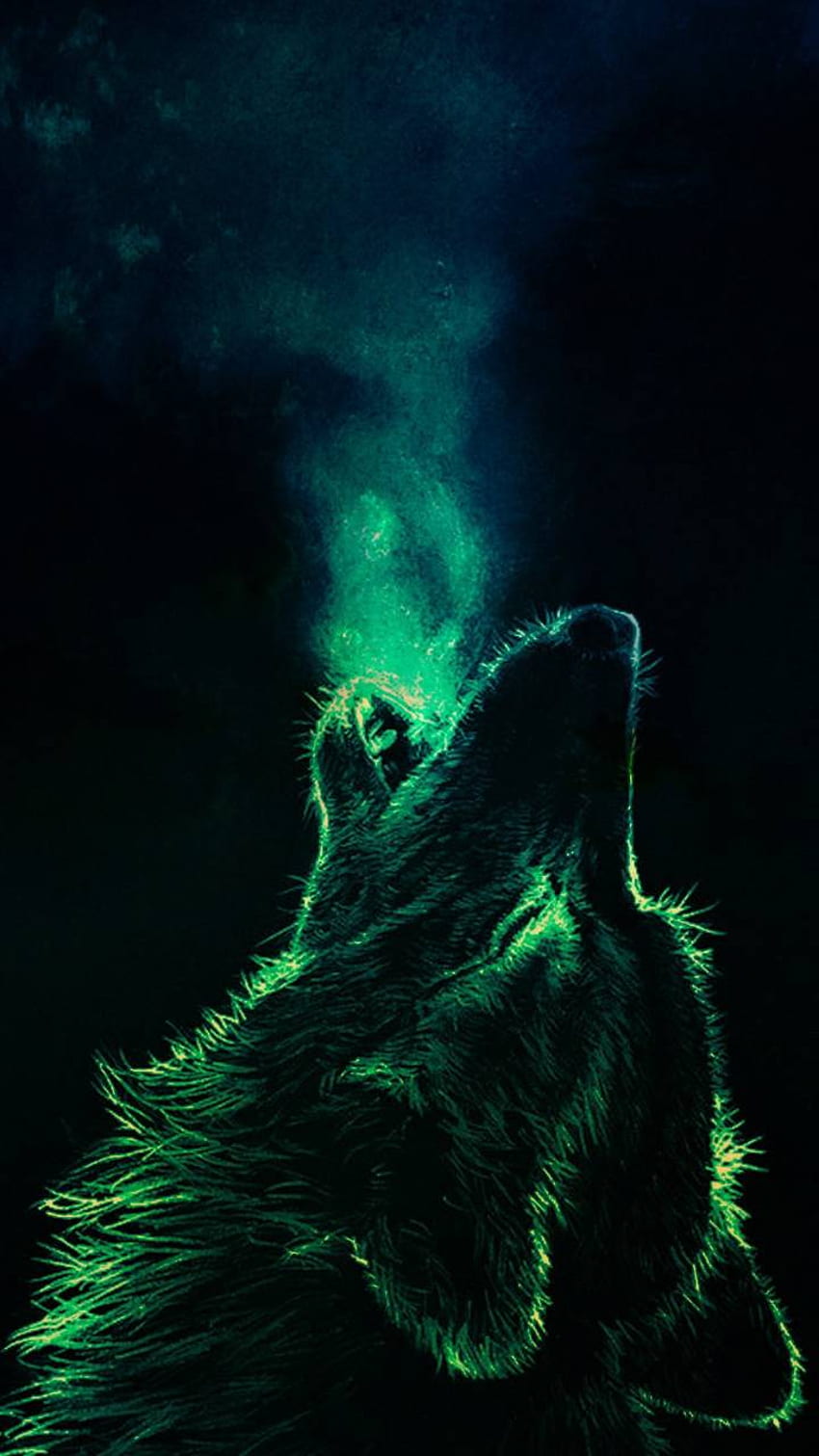 Wolf iPhone - Fantastischer, cooler grüner Wolf HD-Handy-Hintergrundbild