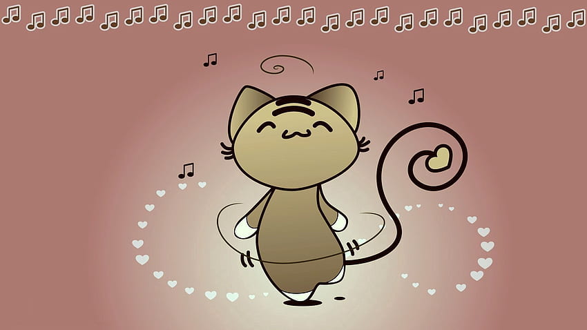 ดนตรี เต้นรำ เวกเตอร์ แมว หมายเหตุ วอลล์เปเปอร์ HD