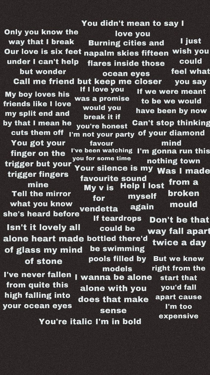 billie eilish lovely lyrics wallpaper dark  All alone quotes, Stone  quotes, Sleepy quotes