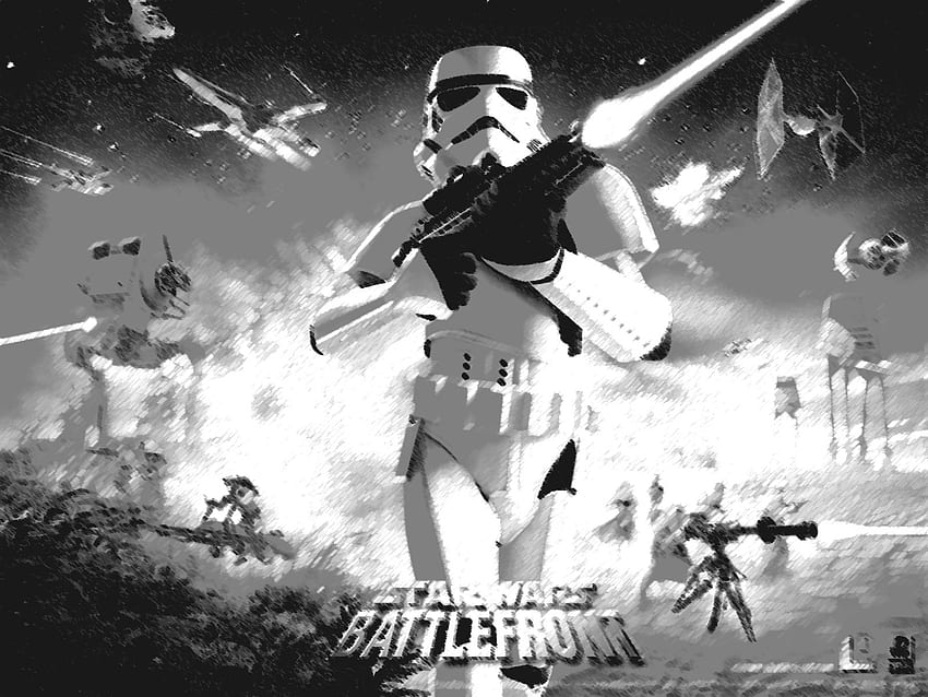 Star Wars Battlefront 1 Czarno-biały, niesamowity, front bitwy, oficjalny, przód, efekt, wysoki, rozdzielczość, gwiazda, jeden, chmiel, bitwa, wojny, 1 Tapeta HD