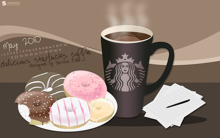 Starbucks coffee and donuts . Starbucks coffee and donuts stock HD wallpaper